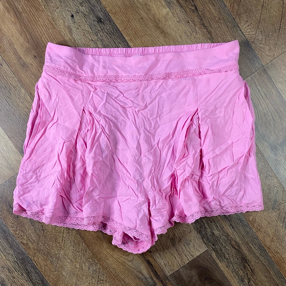 BCBGeneration Pink Lace Trim Shorts